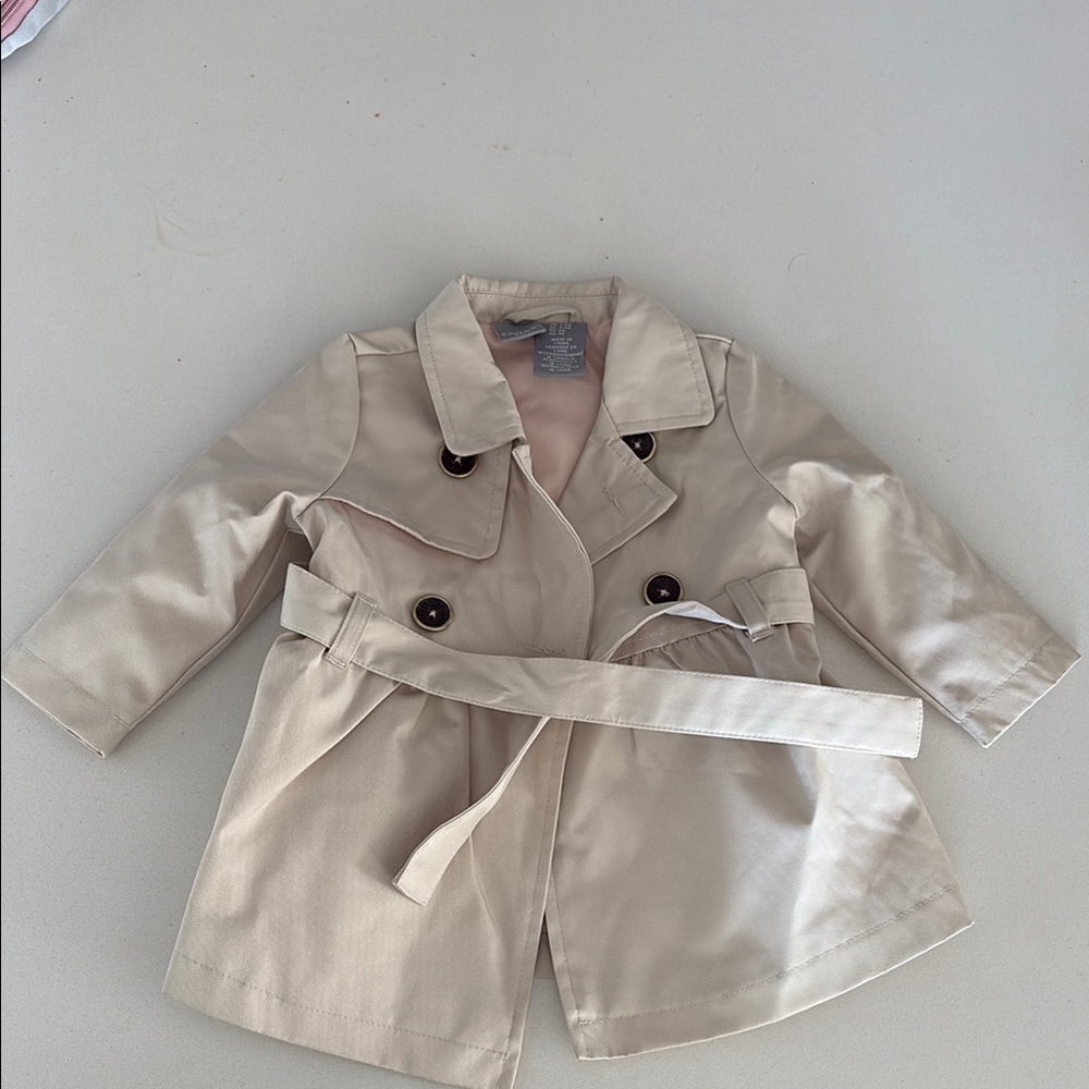 Tahari Tan Trench Coat Lightweight Cotton Blend